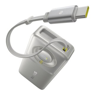 Powerbank Free2Pull 10000mAh 30W z portem USB-C i rozwijanym kablem USB-C - szary