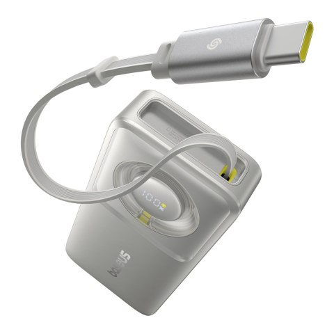 Powerbank Free2Pull 10000mAh 30W z portem USB-C i rozwijanym kablem USB-C - szary