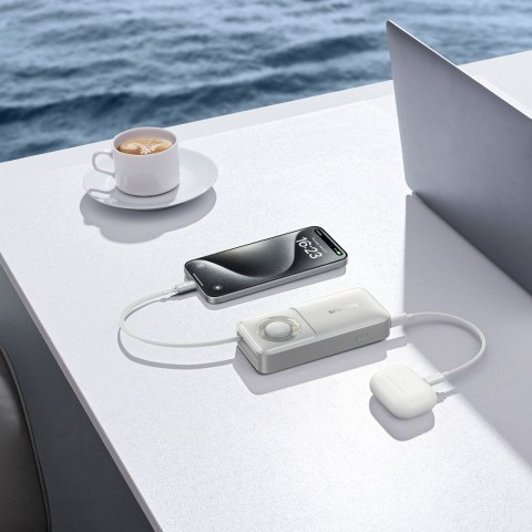 Powerbank Free2Pull 10000mAh 30W z portem USB-C i rozwijanym kablem USB-C - szary