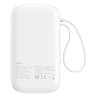Powerbank QPow 2 20000mAh 30W z 2 wbudowanymi kablami USB-C - biały