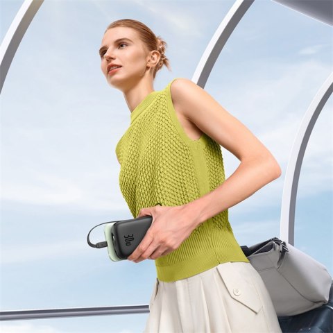 Powerbank QPow 2 20000mAh 30W z 2 wbudowanymi kablami USB-C - czarny