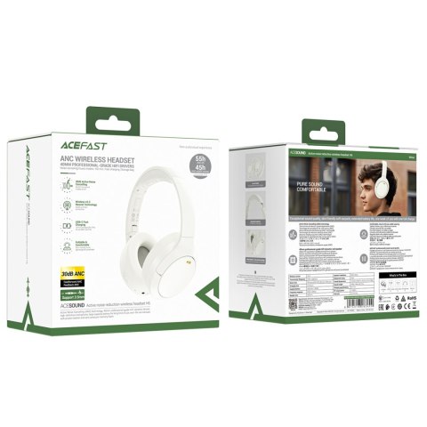 Słuchawki nauszne H6 ANC bezprzewodowe Bluetooth 5.3 IPX4 - białe