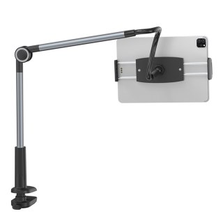 Uchwyt Otaku na telefon tablet obrotowy regulowany mocowany do blatu - szary