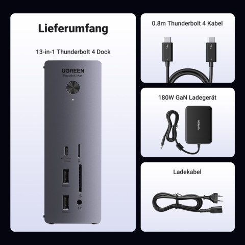 13w1 Stacja dokująca Thunderbolt 4 / USB-A / DP / RJ45 / czytnik SD TF / USB-C / mini jack