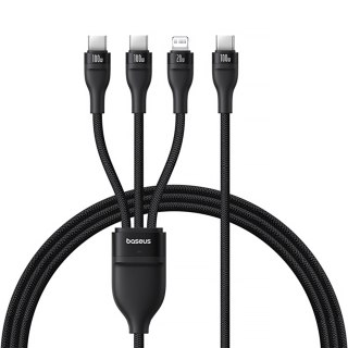 3w1 Kabel przewód Flash Series 3 100W USB-C - 2x USB-C iPhone Lightning 1.5m - czarny
