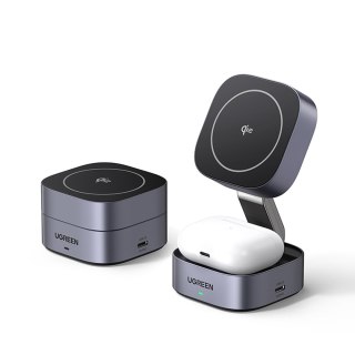 3w1 Ładowarka indukcyjna MagSafe Qi2 USB-C do telefonu słuchawek - czarna