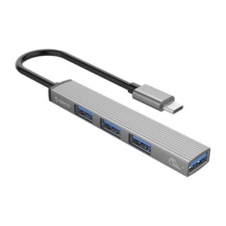 Hub AH-13 stacja dokująca rozdzielacz USB-C na 4x USB-A - szary