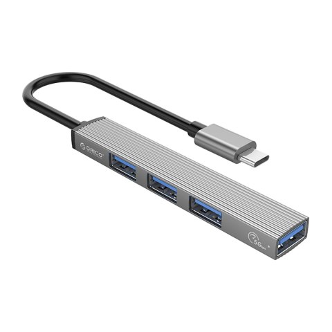Hub AH-13 stacja dokująca rozdzielacz USB-C na 4x USB-A - szary