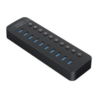 Hub CT2U3-10AB z włącznikami 10x USB-A - czarny