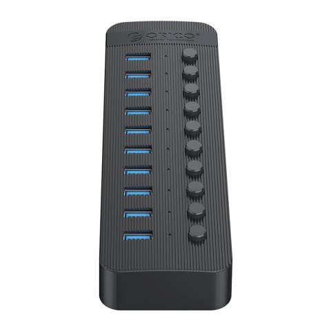 Hub CT2U3-10AB z włącznikami 10x USB-A - czarny