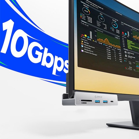 Hub MH5PC montowany na zacisk USB-C / USB-A USB-C SD TF - srebrny