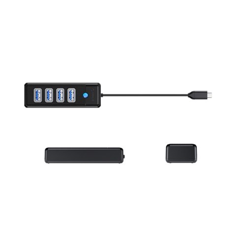 Hub rozdzielacz PW4U-C3 USB-C - 4x USB-A - czarny