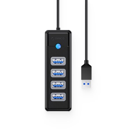 Hub rozdzielacz PW4U-U3 USB-A - 4x USB-A - czarny