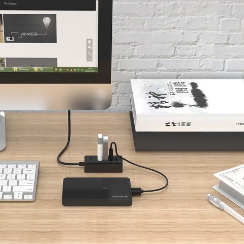 Hub rozdzielacz W5P-U2-100 4x USB-A microUSB 5V 1m - czarny