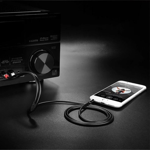 Kabel przewód audio mini jack (męski) - 2RCA (męski) 1m - czarny