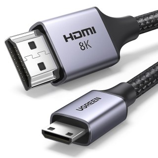 Kabel przewód mini HDMI - HDMI 2.1 8K 1m - szary