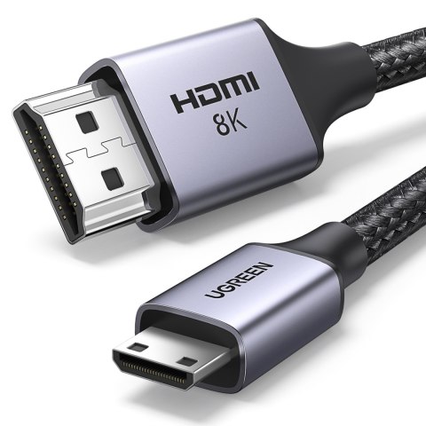 Kabel przewód mini HDMI - HDMI 2.1 8K 1m - szary