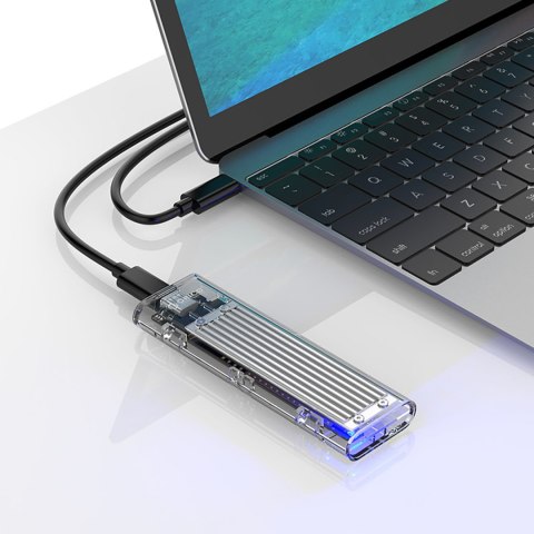 Kieszeń obudowa na dysk TCM2-C3 M.2 NVME na USB-C 10Gb/s - szaro-przezroczysta