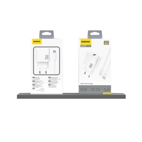 Ładowarka sieciowa GaN 25W USB-A - biała