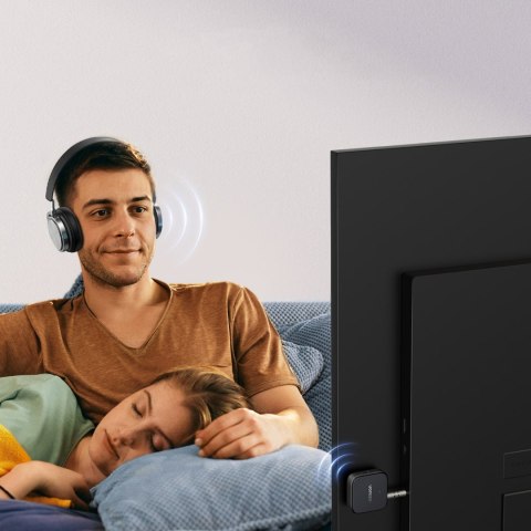 Nadajnik odbiornik audio Bluetooth 5.2 TX RX mini Jack USB-C RCA - czarny