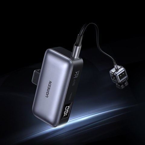 Powerbank 5000mAh zintegrowane złącze USB-C (męski) / USB-C (żeński) - szary