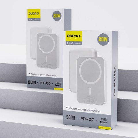 Powerbank K26S 5000mAh 20W USB-A / USB-C / MagSafe - biały