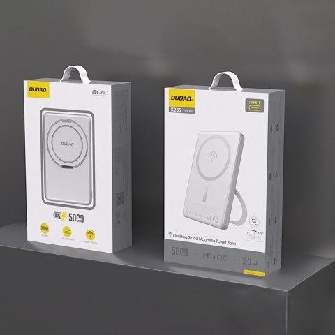 Powerbank z MagSafe i podstawką 20W PD 5000mAh - srebrny