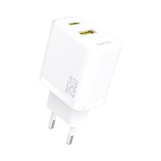 Szybka ładowarka sieciowa 25W USB-A USB-C - biała