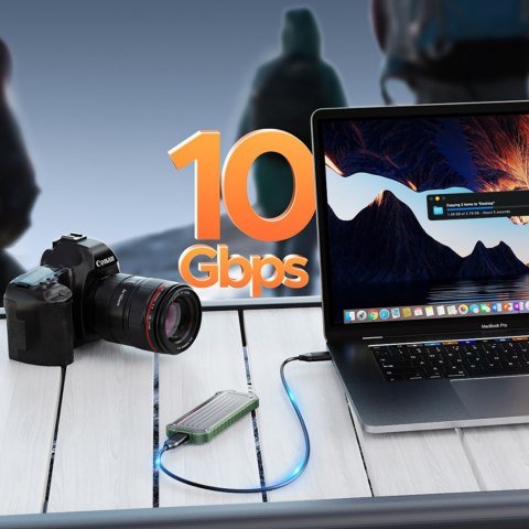 Wzmocniona kieszeń dyskowa taktyczna OTPX-G2 M.2 NVMe / SATA SSD USB-C - szaro-zielona