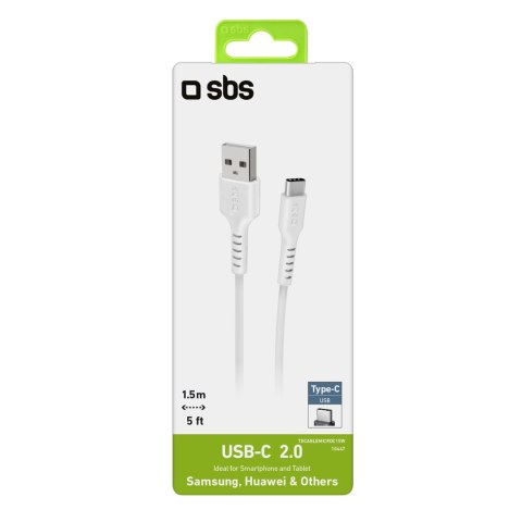 Kabel przewód USB-A - USB-C 1.5m - biały