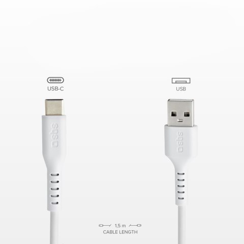 Kabel przewód USB-A - USB-C 1.5m - biały