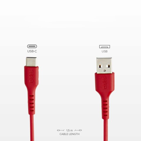Kabel przewód USB-A - USB-C 1.5m - czerwony