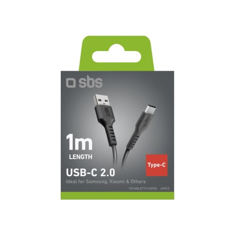 Kabel przewód USB-A - USB-C 1m - czarny