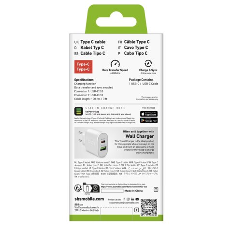 Kabel przewód USB-C PD 25W 1 m - biały