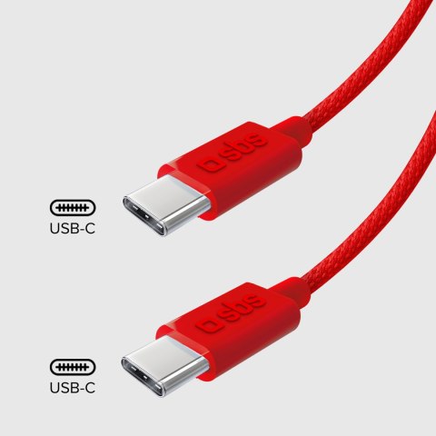 Kabel przewód w oplocie USB-C 60 W 1.5m - czerwony