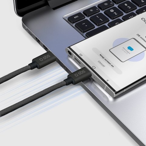 Kabel przewód w oplocie USB-C 60W 1.5m - czarny