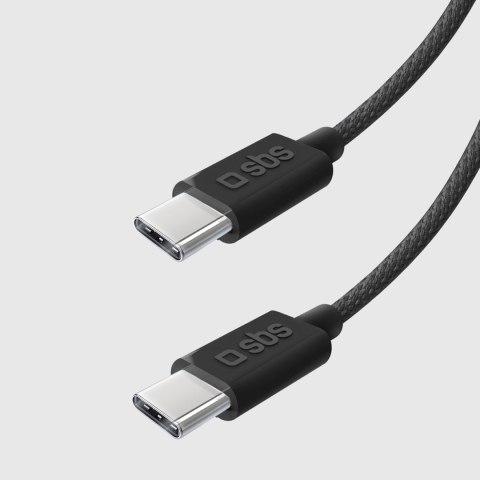 Kabel przewód w oplocie USB-C 60W 1.5m - czarny
