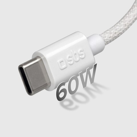 Kabel przewód w oplocie USB-C 60W 1.5m - szary