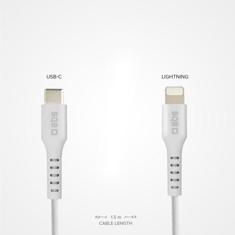 Kabel przewód z certyfikatem MFi USB-C - iPhone Lightning 1m - biały