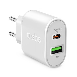 Ładowarka sieciowa Power Delivery USB-A USB-C 20W - biała