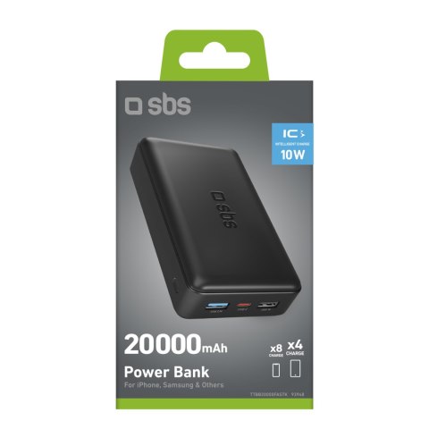 Powerbank 20000 mAh USB-A USB-C - czarny