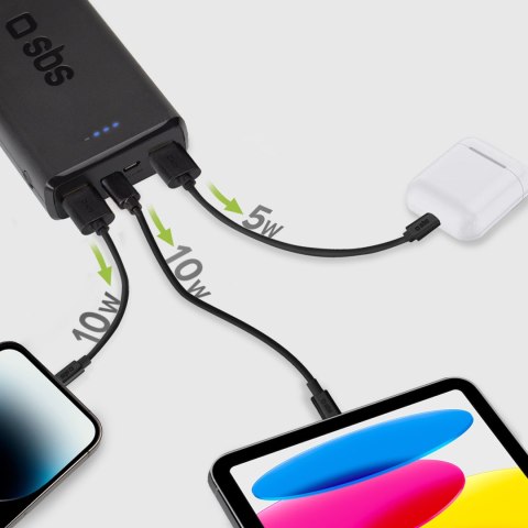 Powerbank 20000 mAh USB-A USB-C - czarny