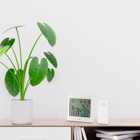 Stacja pogody Hama Action termometr higrometr zegar data - biała