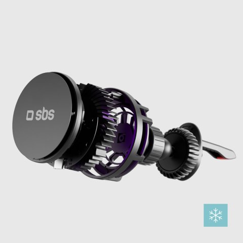 Uchwyt samochodowy na smartfona z ładowarką indukcyjną na kratkę z chłodzeniem - czarny