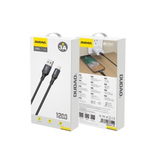 Kabel przewód USB-A - iPhone Lightning w oplocie 3A 30W 1.2m - czarny