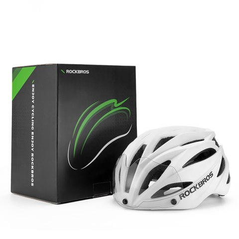 Kask rowerowy z szybką odpinanymi okularami z filtrem UV unisex - biały mat