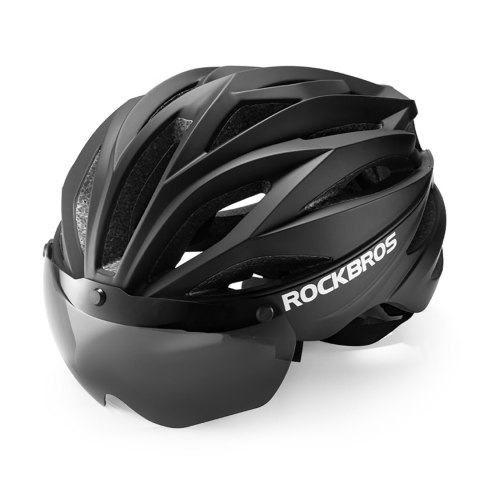 Kask rowerowy z szybką odpinanymi okularami z filtrem UV unisex - czarny
