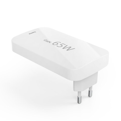 Ładowarka sieciowa składana GaN USB-C USB-A 65W - biała
