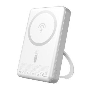 Powerbank K28 10000mAh z MagSafe z metalową obudową i podstawką PD 22.5W - srebrny