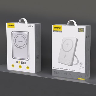 Powerbank K28 10000mAh z MagSafe z metalową obudową i podstawką PD 22.5W - srebrny